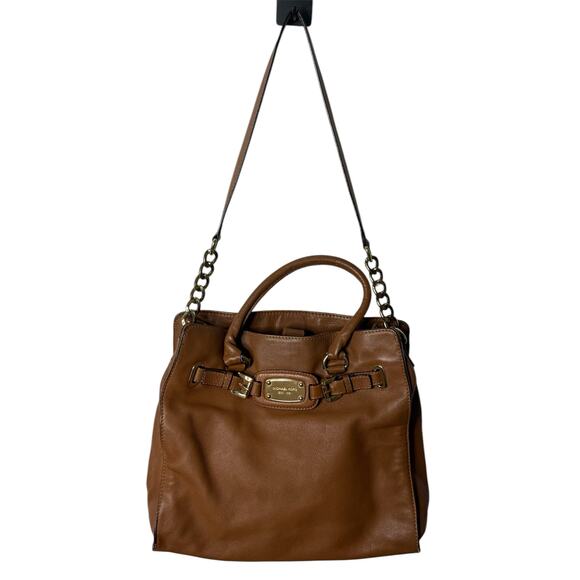 MICHAEL Michael Kors Hamilton Leather Tote Cognac Gold Large Pebbled Leather - Picture 2 of 14